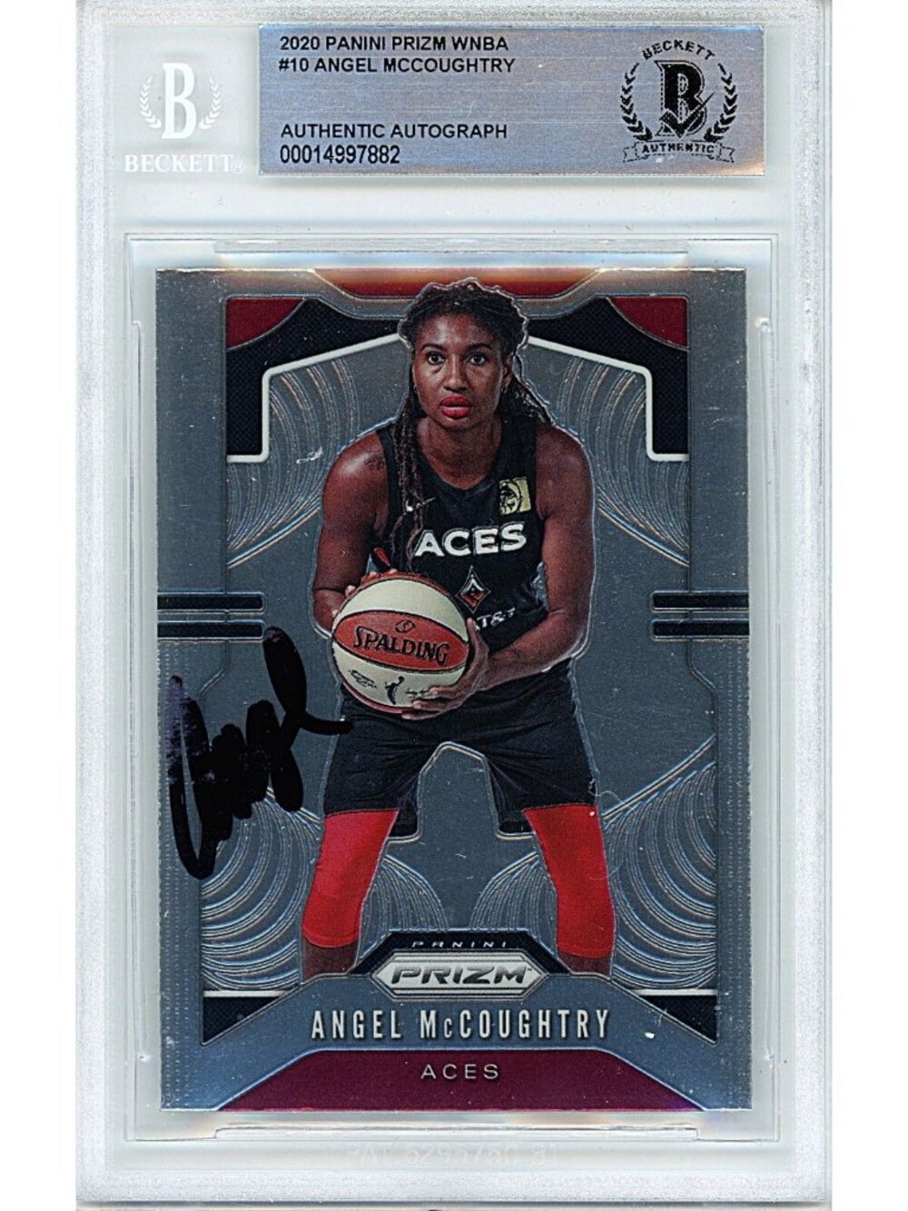 Angel McCoughtry Signed 2020 Panini Prizm #10 Aces WNBA Beckett BAS Slab Auto